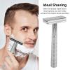 BTSEURY Long Handle Double Sided Safety for Men, Reusable Metal Wet Shaving Tool, Full Body Washable Beard Shaver, Non Slip Grip, Ideal Gift for Grooming and Travel (Bright Silver) view 3