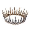 crown,Crowns,tiaras, Tiaraprincess crownWedding Tiara Princess Green Crystal Circle Diadem Royal Queen King Bridal Crown Round Tiaras Wedding Headdress Prom Party Hair Bride (Color : Gold Red)(Gold view 2