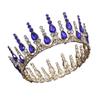crown,Crowns,tiaras, Tiaraprincess crownWedding Tiara Princess Green Crystal Circle Diadem Royal Queen King Bridal Crown Round Tiaras Wedding Headdress Prom Party Hair Bride (Color : Gold Red)(Gold view 3