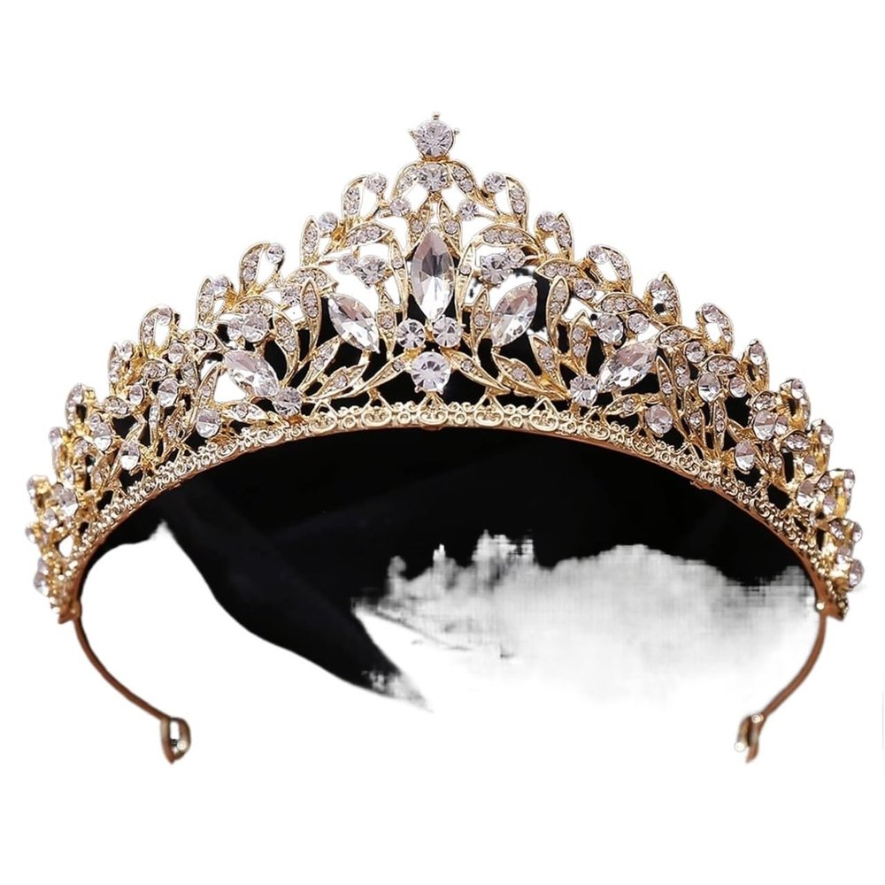 crown,Crowns,tiaras, Tiaraprincess crownWedding Tiara Princess Gold Color Crown Hair Accessories Luxury Crystal Tiara For Women Wedding Headdress Bridal Hair Jewelry (Color : White gold)(White Gold
