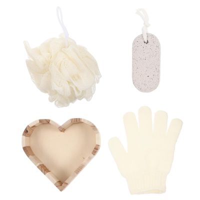 LOLIPPYY 1Set Bathing Kit with Exfoliating Body Scrubber Back Clean Tool and Foot Pumice Spa Present Set for Women Comfortable Cleaning Products
