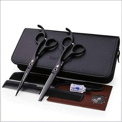 Professional Hairdressing Scissors 6.0 Inch-Stainless Steel Razor Sharp Shears-Barber Hair Cutting Scissors with Case(Flat cut 5.5 inch)