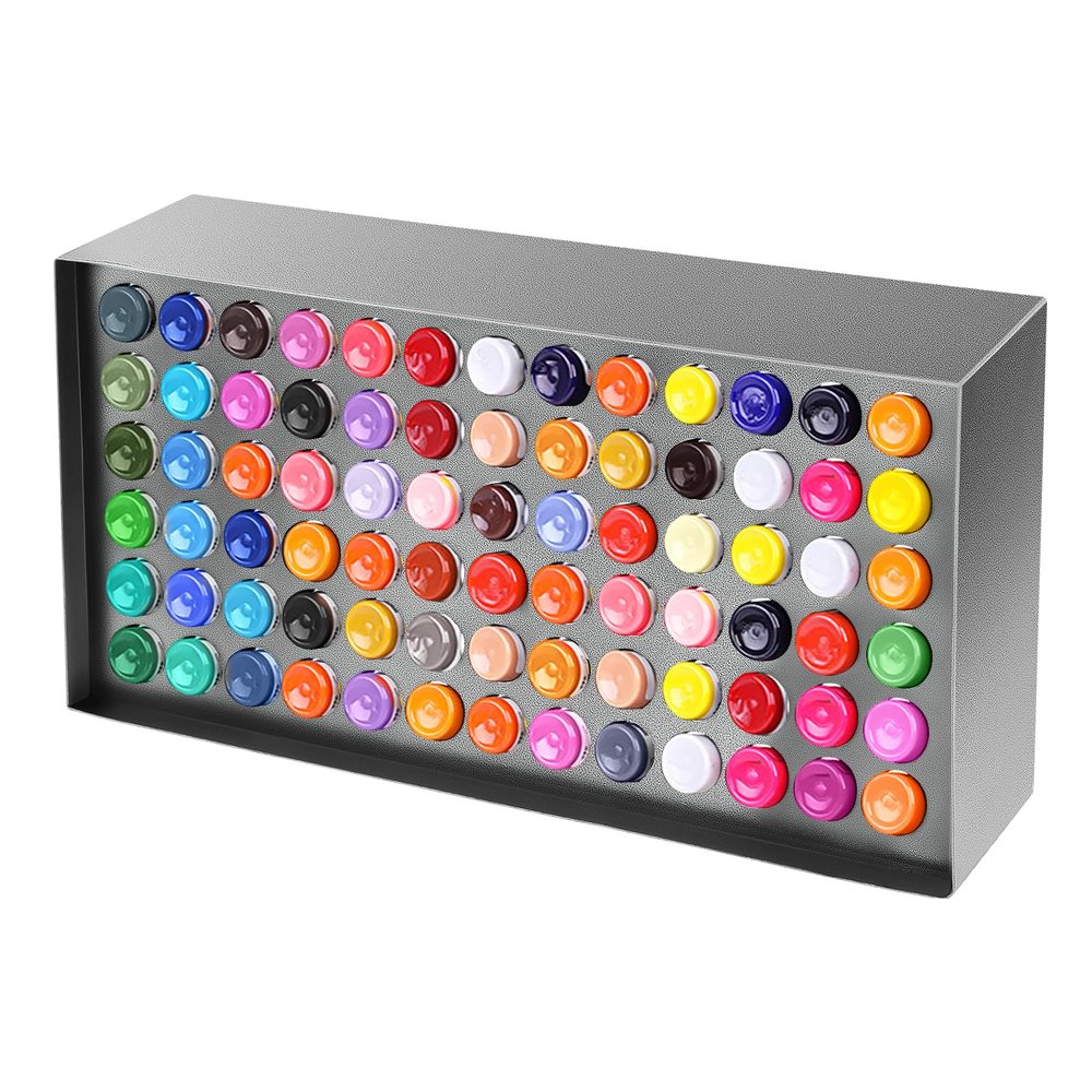 anezdbozr Organizer Holder Rack,Pigment Ink Tattoo Holder,78-Hole Iron Wall-Mounted Tattoo Pigment Bottle Holder Display Stand, Permanent Makeup Pigment Ink Bottle Holder Vertical Storage Rack