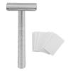 BTSEURY Long Handle Double Sided Safety for Men, Reusable Metal Wet Shaving Tool, Full Body Washable Beard Shaver, Non Slip Grip, Ideal Gift for Grooming and Travel (Frosted view 1