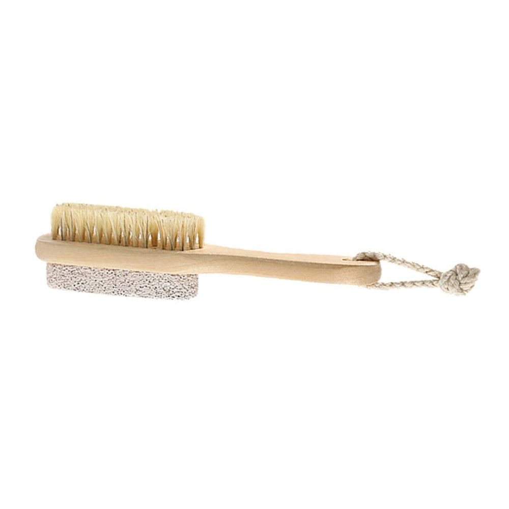 BATHVEVE Foot Natural Bristle Brush Pumice Stone for Exfoliating Removal Handle Scrubber Tool for Smooth Skin Pedicures and Spa Massage Treatment