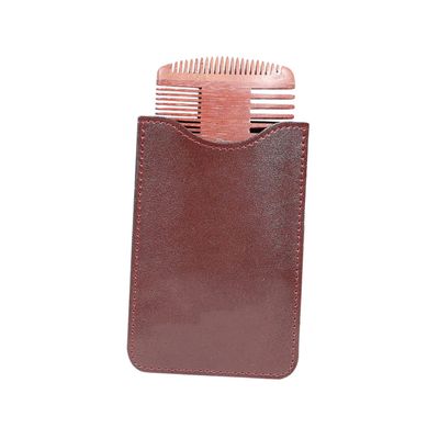 DEARMAMY Four Sided Beard Comb and Comb with Storage Bag Static Design for Smooth Grooming for Travel and Styling Random Brown Style