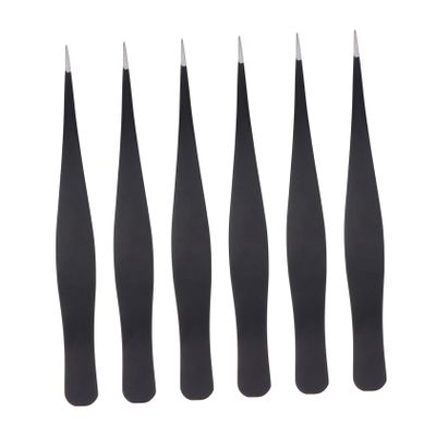 LOLIPPYY 6pcs Stainless Steel Eyelash Tweezers Set for Makeup Precision Grooming Beauty Tools for Eyebrow and Eyelash Application