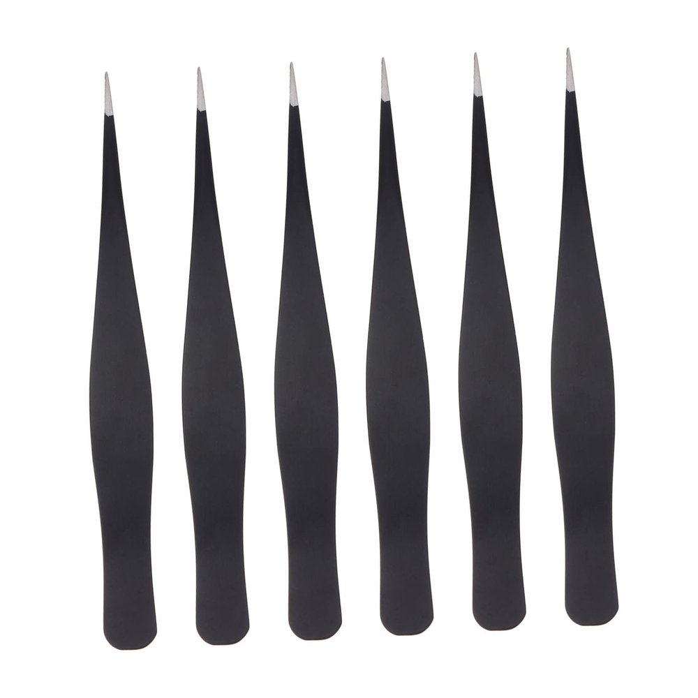 LOLIPPYY 6pcs Stainless Steel Eyelash Tweezers Set for Makeup Precision Grooming Beauty Tools for Eyebrow and Eyelash Application