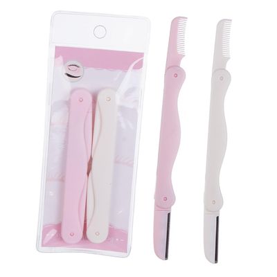 FRCOLOR Portable Eyebrow Trimmer Set 6 Pcs Multi-functional Folding Razor Kit for Women Double-sided Grooming Tool for Home Outdoor Use