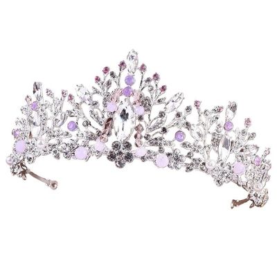 crown,Crowns,tiaras, Tiaraprincess crownWedding Tiara Princess Handmade Cute Pink Beads Crown Bride Hair Jewelry Wedding Tiaras Diadem Headdress Headpieces (Metal color : Silver Pink)(Silver White)