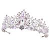 crown,Crowns,tiaras, Tiaraprincess crownWedding Tiara Princess Handmade Cute Pink Beads Crown Bride Hair Jewelry Wedding Tiaras Diadem Headdress Headpieces (Metal color : Silver Pink)(Silver White) view 1