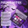 UCANBE Purple Halloween Makeup Kit  Witch Devil Sorceress Ursula Makeup Set for SFX Costume Cosplay - Eyeshadow Palette, White Foundation, Purple Lipstick, Black Eyeliner, Setting Powder & Sponges view 3