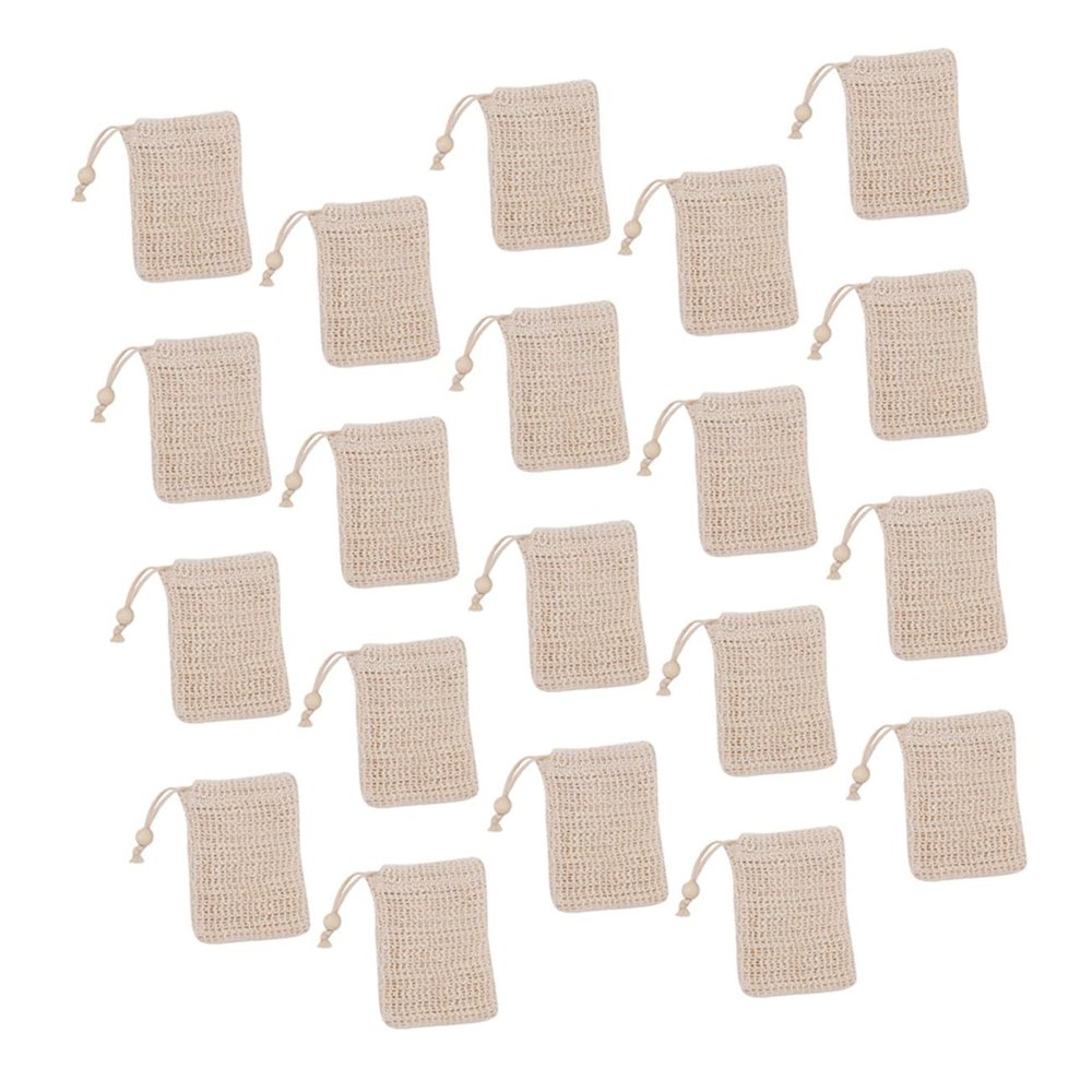NIYANGLE 20pcs Lightweight Cotton Soap Bag Portable Mesh Net Pouches Exfoliating for Skin Care