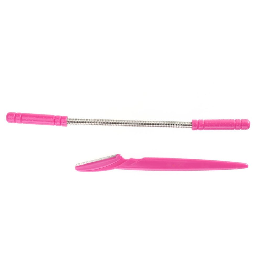 FOMIYES 2pcs Facial Hair Remover Set Threading Spring and Eyebrow Razor Face Razor for Women Facial Hair Removal Pink