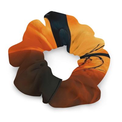 Fashion Large Scrunchies Soft Thick Hair Ties No Slip Ponytail Holders For Women Full Moon Black Goth Gothic Crow Raven Bird
