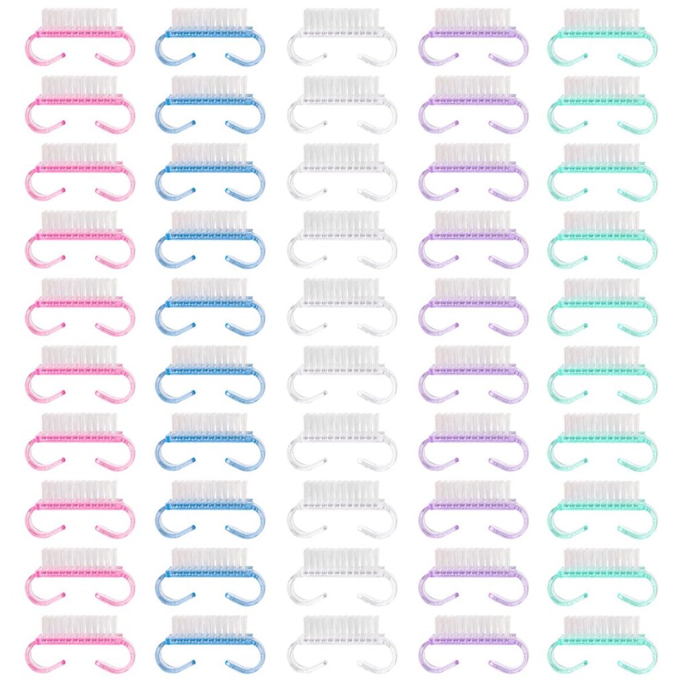 FZBNSRKO 50 Pcs Handle Grip Nail Brush,Nail Brushes Bulk Small Fingernail Scrub Cleaning Brushes for Toes/Nails Cleaner(Mixed Color)