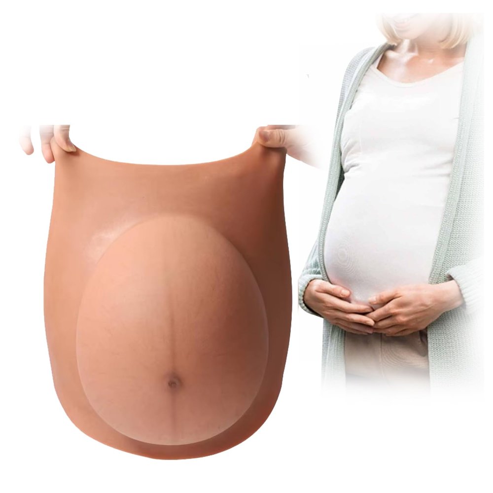 SooTTBE Artificial Silicone Pregnant Belly Lifelike Skin Baby Bump Skin Soft Lifelike Belly for Actor Performance Maternity,Color 2,M