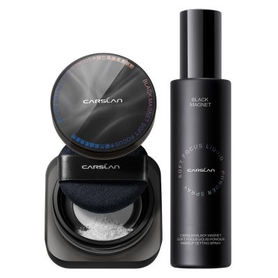 CARSLAN Black Magnet Soft Focus Make-up Powder+Liquid Powder Makeup Setting Spray, 24HLongglasting, Oil Control, Waterproof, Summer Spray & Set Combo