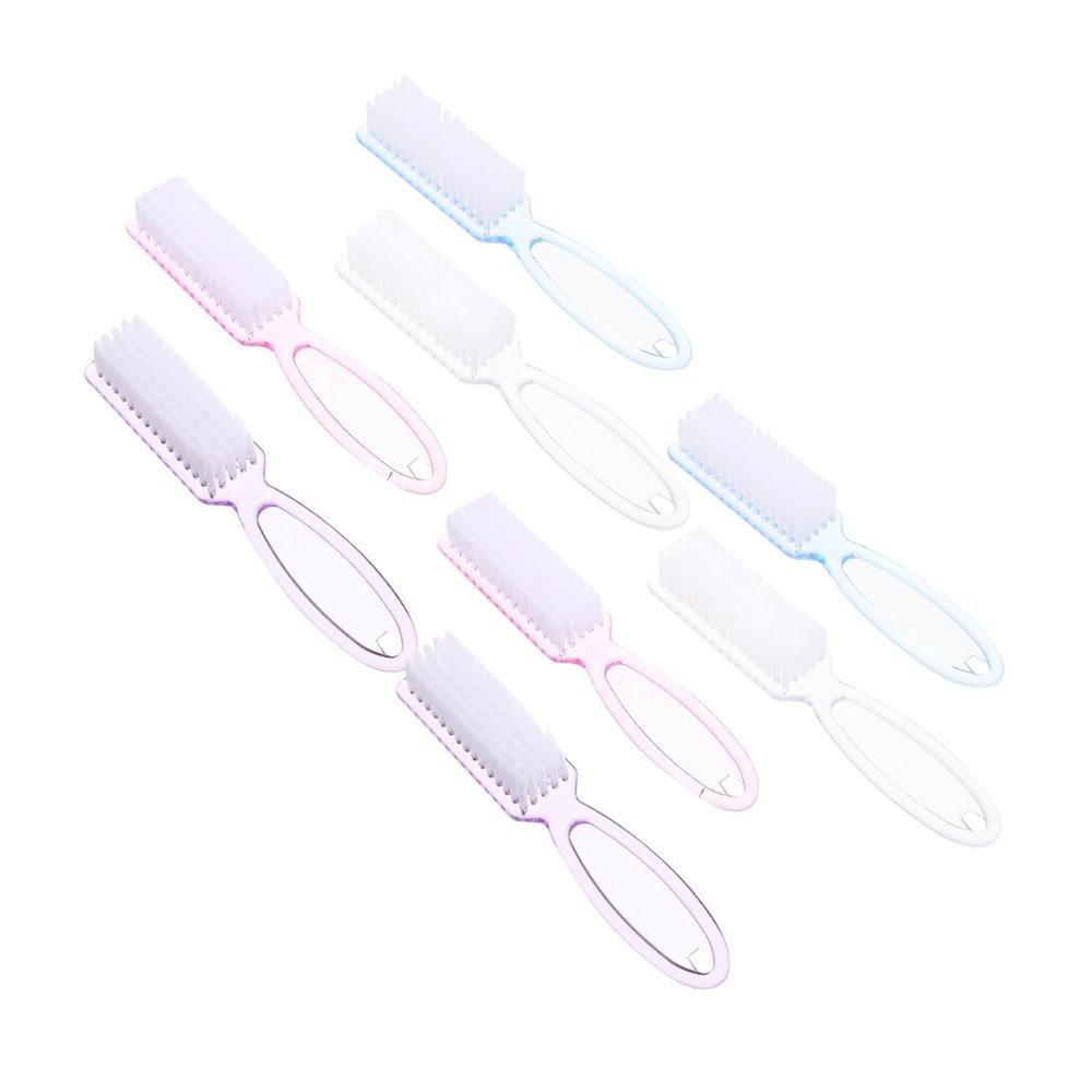 CALLARON 8Pcs Nail Cleaning Brush Set Straight Handle Fingernail Scrubbing Tool for Manicure for Home Nail Care and Grooming