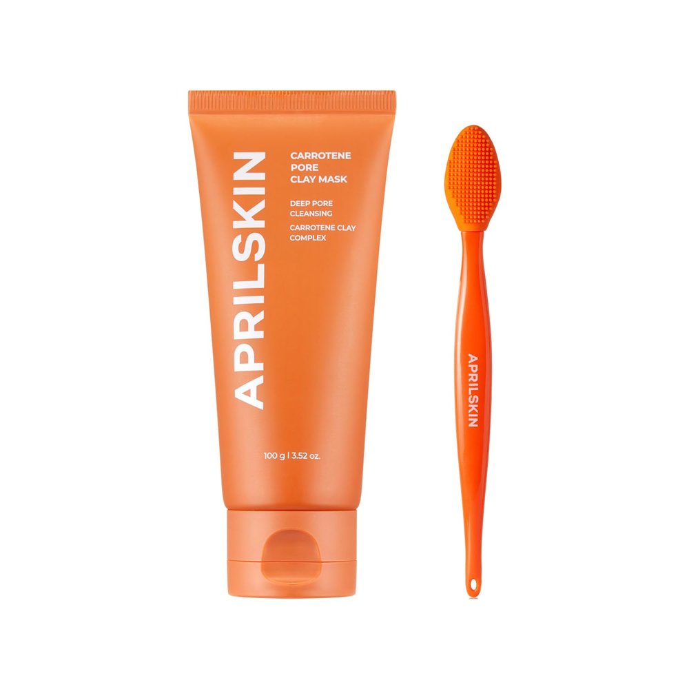 APRILSKIN Carrotene Clay Mask with Pore Brush: Carrotene IPMP 3-Min Quick Dry Pore Caring Clay Mask and Pore Cleansing Facial Silicone Brush
