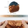 10.6 Inches Adjustable Satin Hair Bonnet for Sleeping | Elastic Non-Slip Reusable Shower Hair Caps for Women | Double Layers Shower Cap for Women | Satin Silk Bonnet for Curly Hairs (Khaki & Green) view 2
