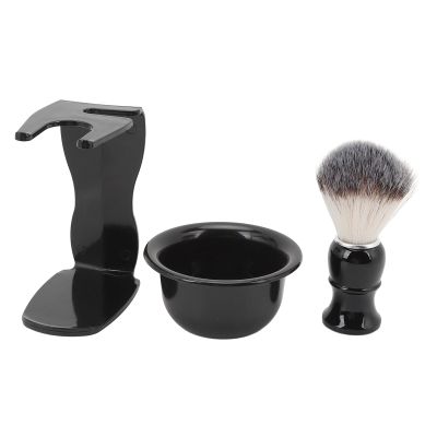 3 in 1 Shaving Brush Bowl Stand Set | Easy to Maintain ABS Shaving Kit with Nylon Fibers | Travel - Friendly Men ' s Grooming Present for Home/Office