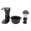 3 in 1 Shaving Brush Bowl Stand Set | Easy to Maintain ABS Shaving Kit with Nylon Fibers | Travel - Friendly Men ' s Grooming Present for Home/Office view 1