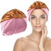 10.6 Inches Adjustable Satin Hair Bonnet for Sleeping | Elastic Non-Slip Reusable Shower Hair Caps for Women | Double Layers Shower Cap for Women | Satin Silk Bonnet for Curly Hairs (Khaki & Pink) view 1