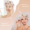 2 Pcs Satin Hair Bonnet for Sleeping | Elastic and Reusable Shower Hair Caps | Butterfly Printed Hat Shower Cap for Women, Bonnet for Curly Hair | Satin Silk Cap for Sleeping Women, (9.4) Beige view 3