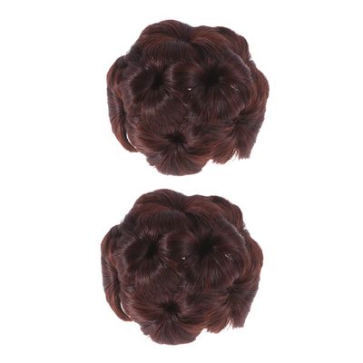 GANAZONO 2Pcs Flower Design Ponytail Chignon Hair Bun Clips for Women Synthetic Updo Accessories Deep Easy to Wear Hair Decoration for Special Occasions