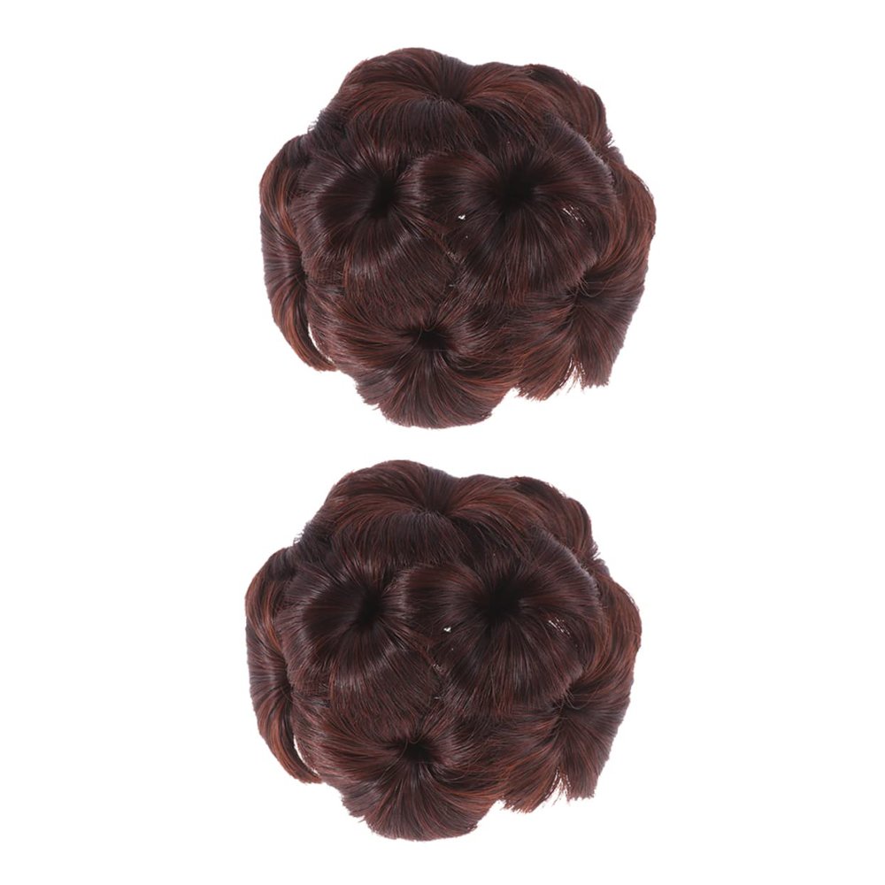 GANAZONO 2Pcs Flower Design Ponytail Chignon Hair Bun Clips for Women Synthetic Updo Accessories Deep Easy to Wear Hair Decoration for Special Occasions