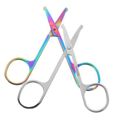 KAILIKETIY 2pcs Nose Hair and Eyebrow Scissors for Men and Women Rounded Tip Facial Hair Trimming Tools Portable Beauty Grooming Kit for Everyday Use