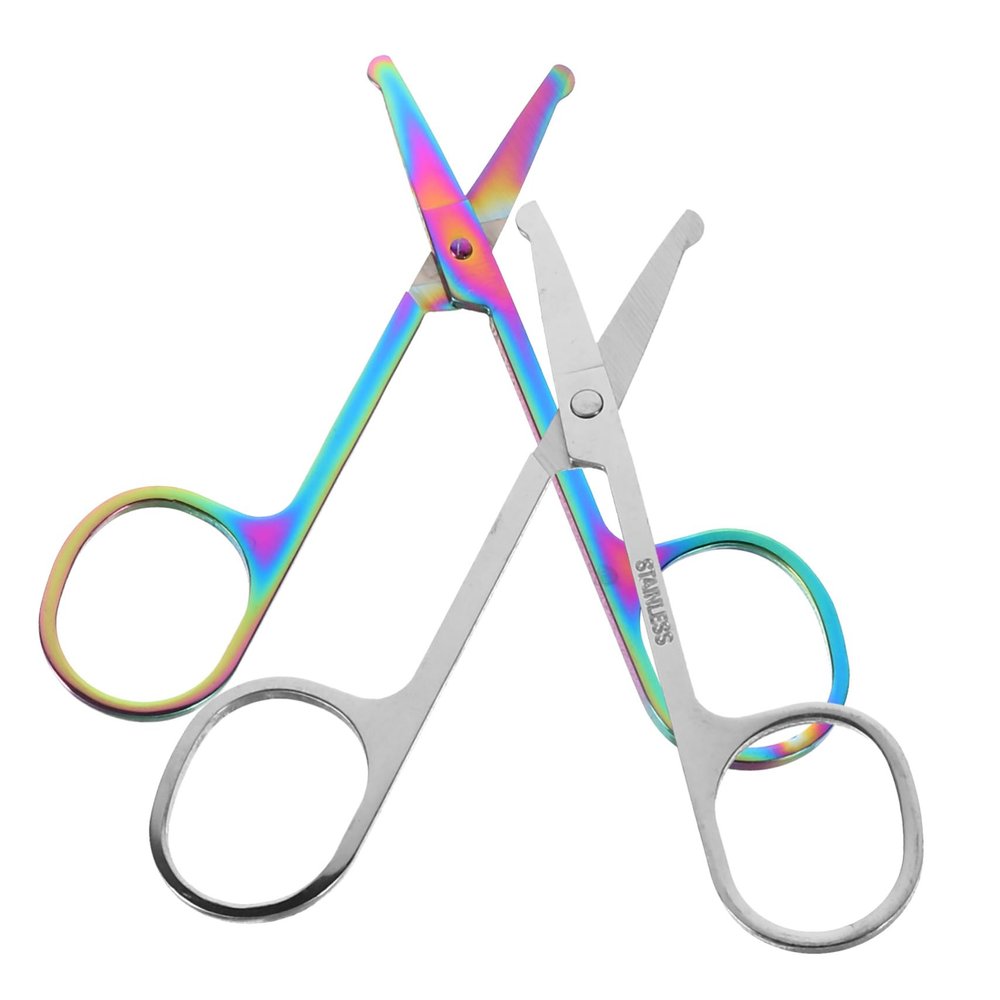 KAILIKETIY 2pcs Nose Hair and Eyebrow Scissors for Men and Women Rounded Tip Facial Hair Trimming Tools Portable Beauty Grooming Kit for Everyday Use