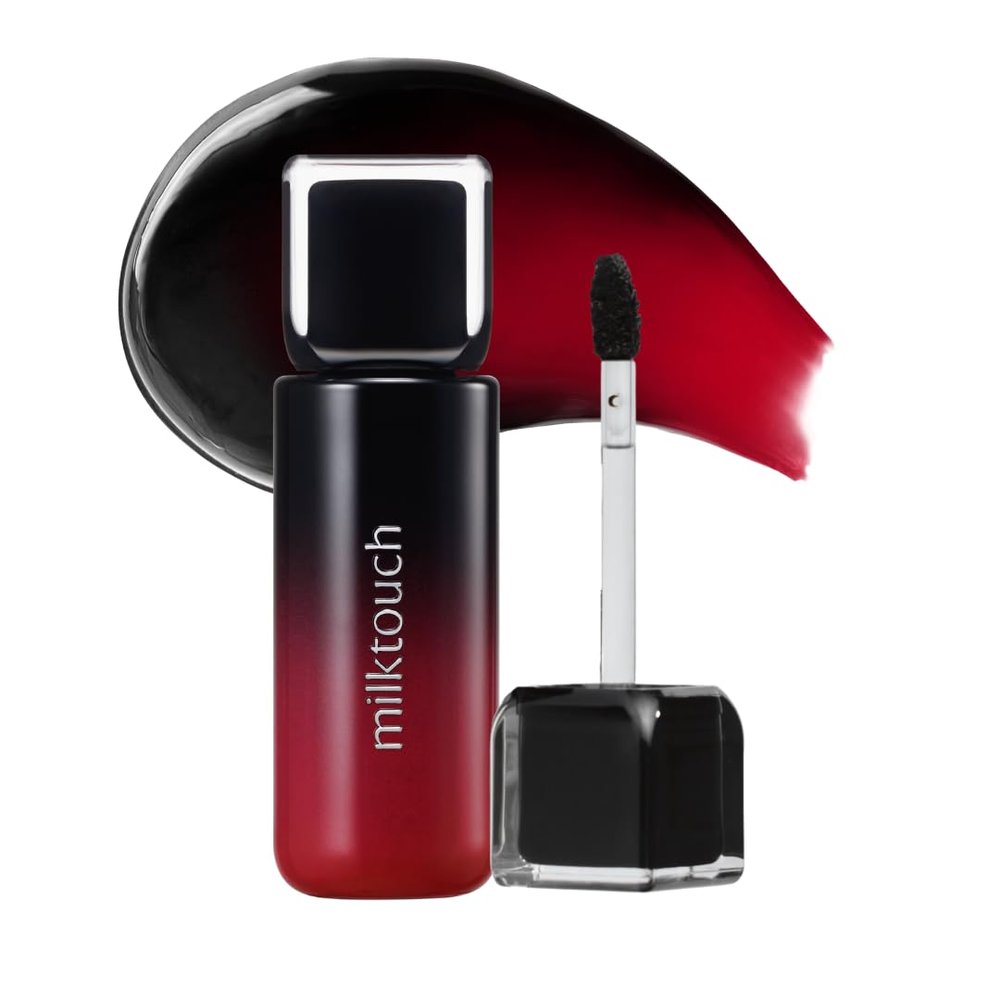 MILKTOUCH Black Peel Off Lip Tattoo - Long-Lasting Matte Lip, Waterproof & Transfer-Proof, Highly Pigmented, Stay-On-All-Day Lip Tint Stain | Stocking Stuffers for Women (4.5g) #03 Black Apple