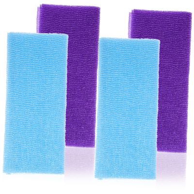 Ipetboom 4pcs Exfoliating Bath Towels Nylon Body Scrubber Cloths Loufas for Shower Cloths for Body Face