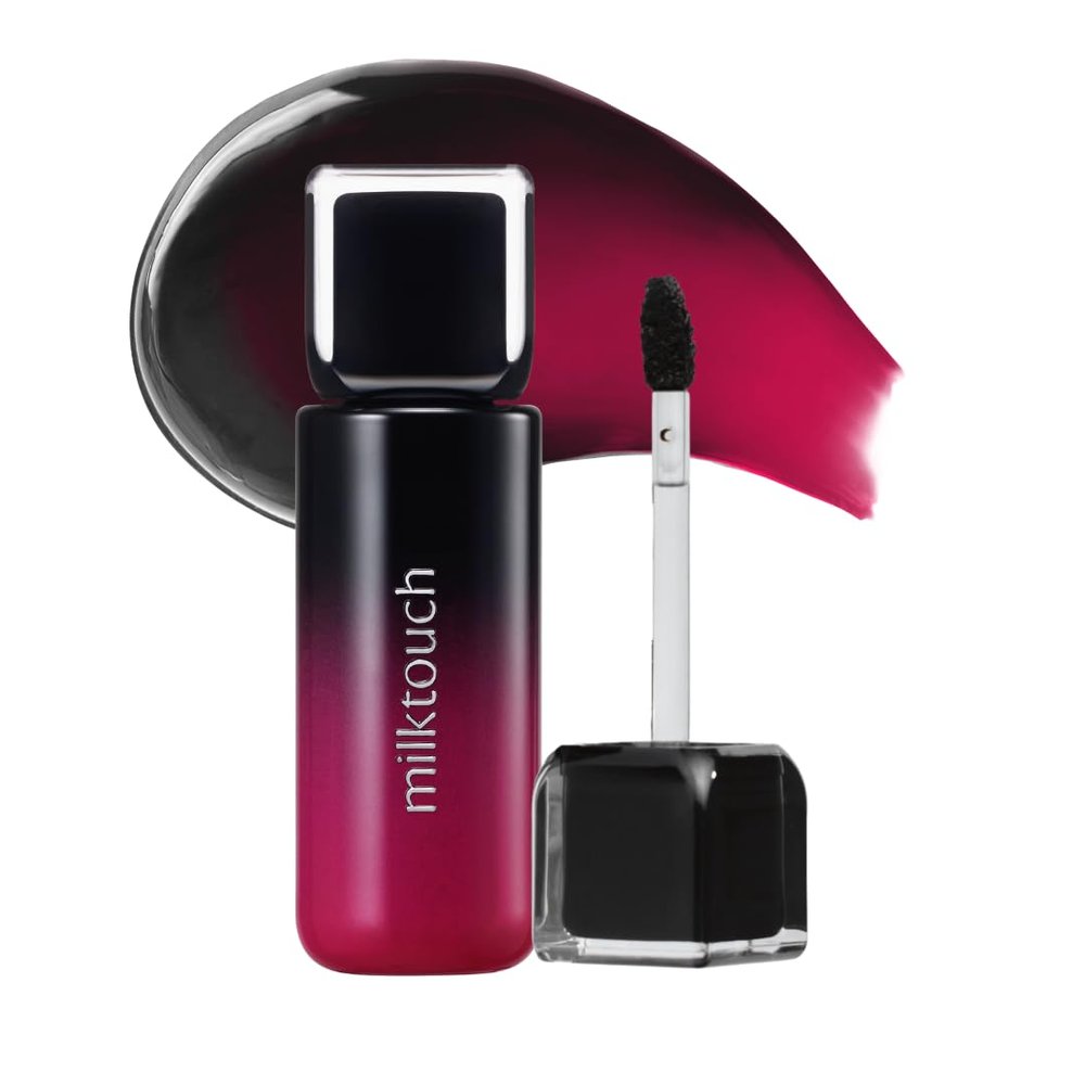 MILKTOUCH Black Peel Off Lip Tattoo - Long-Lasting Matte Lip, Waterproof & Transfer-Proof, Highly Pigmented, Stay-On-All-Day Lip Tint Stain | Stocking Stuffers for Women (4.5g) #01 Black Cherry