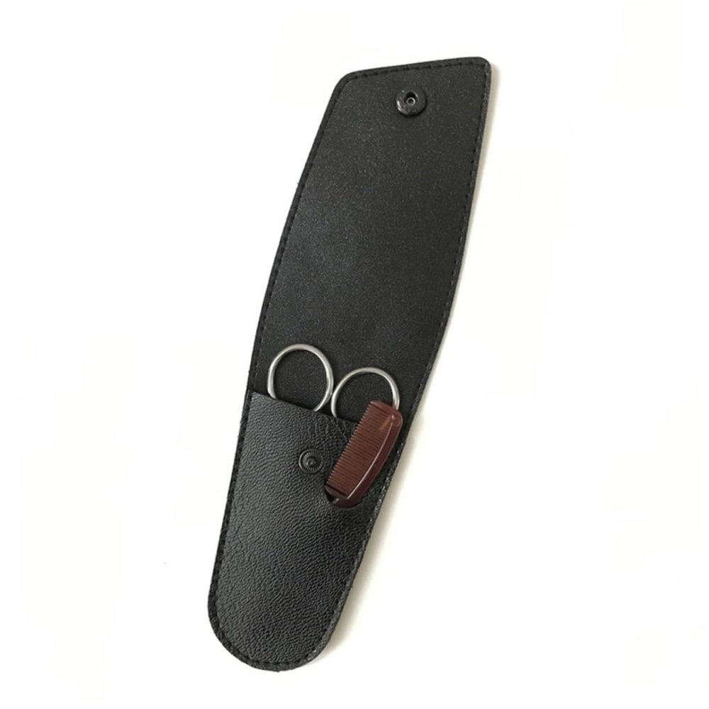 Healvian 1Set Beard Scissors Stainless Steel Trimmer and Comb Kit for Men Portable Grooming Accessories with Storage Bag for Home and Barbershop Use