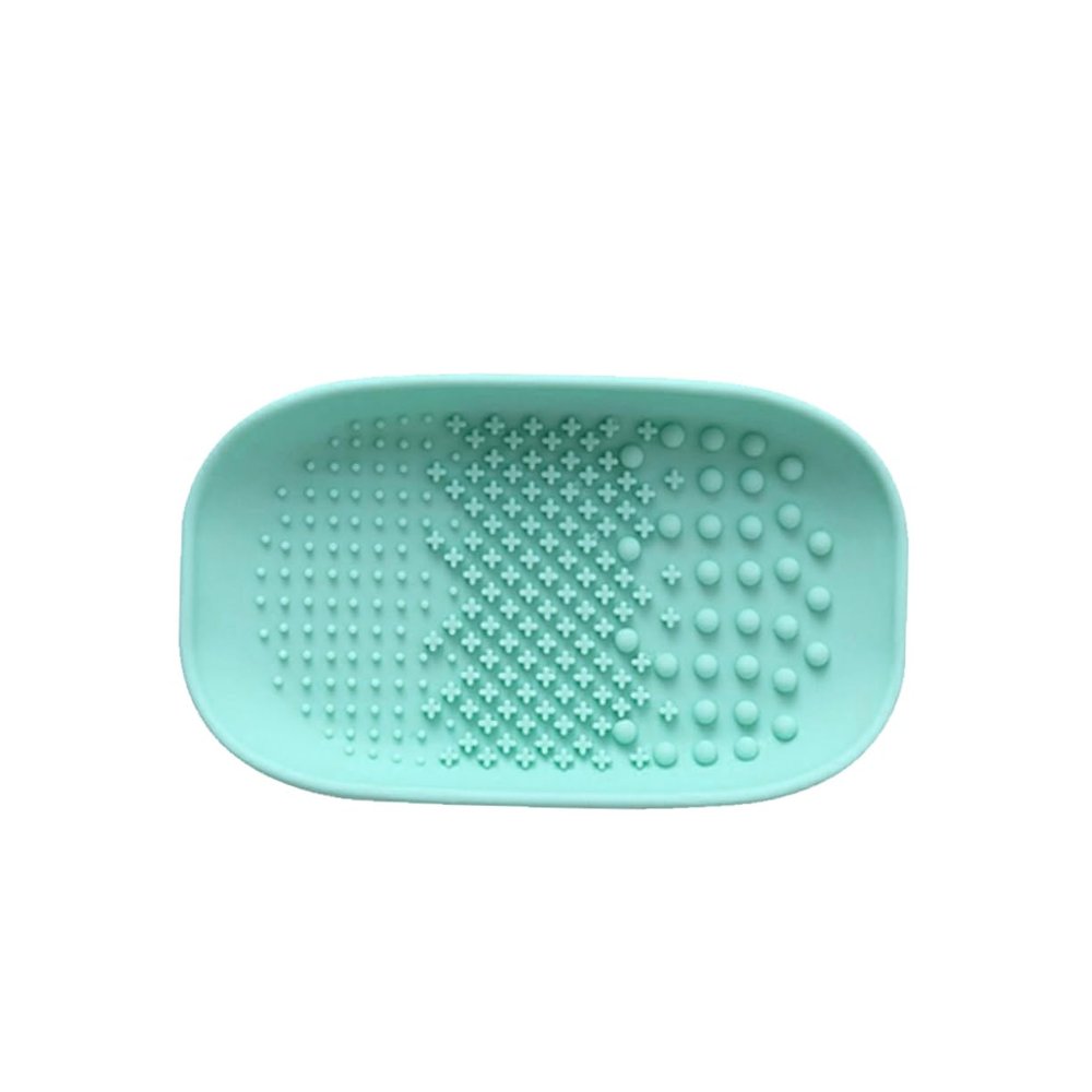 Beaupretty 1PC Makeup Brush Plate Handheld Scrubbing Pad for Washing Light Green Cleaning Dish for Women