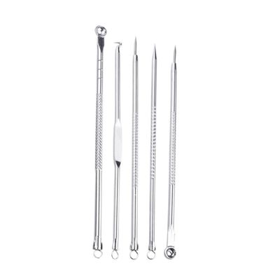 VICASKY Silver Blackhead Removal Tool Set of 5 with Mirror Facial Cleansing Needles for Effective Blackhead Extraction