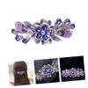 Rhinestones Hair Clip Alloy Spring Barrette for Women Purple view 3