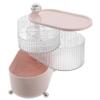 BUGUUYO Rotating 3-Tier Cosmetic Organizer Box Pink Makeup Storage Container Dustproof Design for Jewelry and Bathroom Accessories view 1