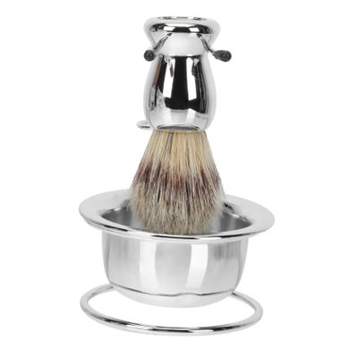 BESTYASH Men's Beard Brush Set 1 Set Shaving Brush Bubble Bowl and Metal Stand Grooming Accessories for Bearded Men