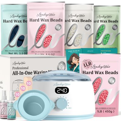 LansleyWax 1LB Rose Wax Beads + Blue Waxing Kit