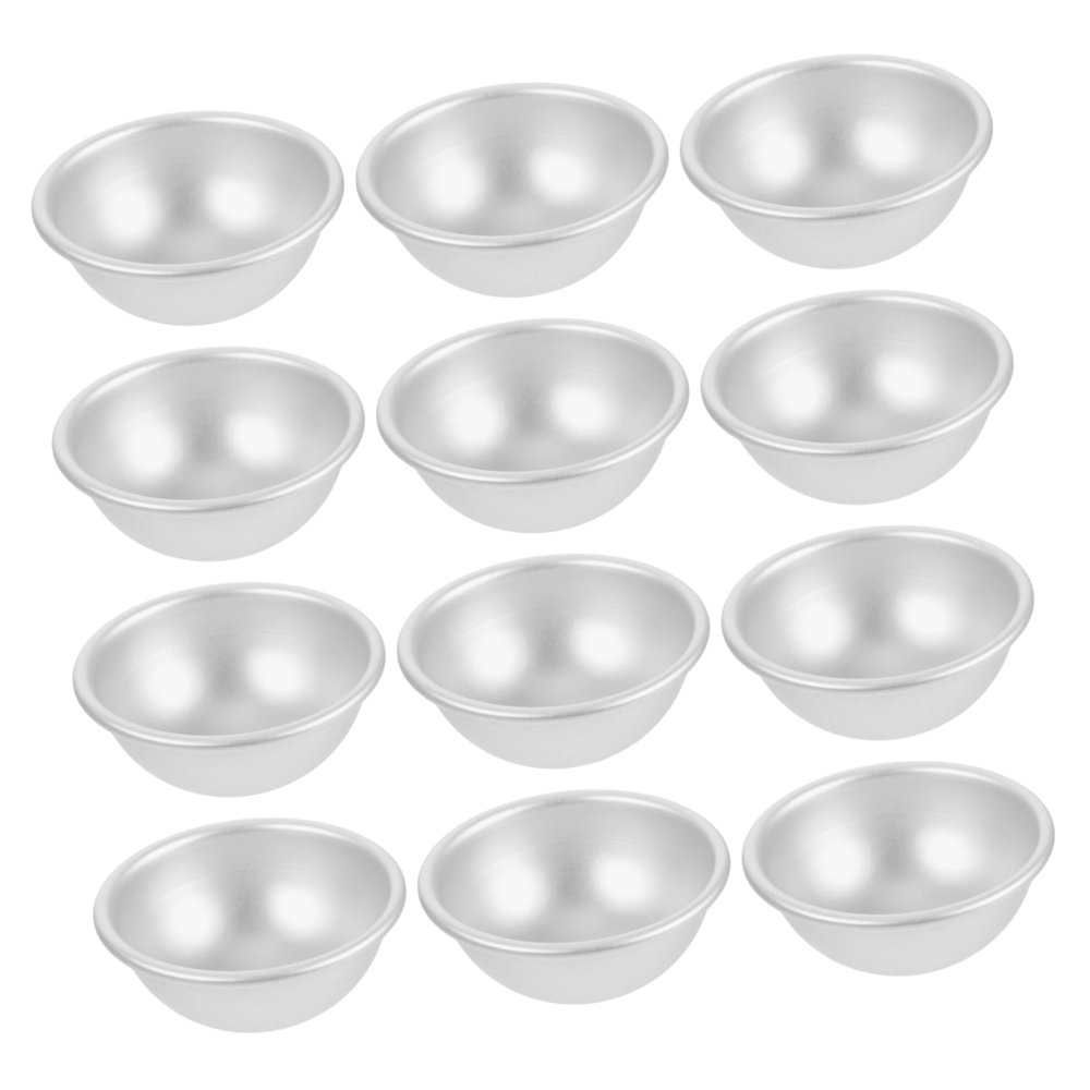 Angoily 12pcs Aluminum DIY Bath Salt and Shower Soap Molds Semicircular Ball Moulds for Crafting and Making