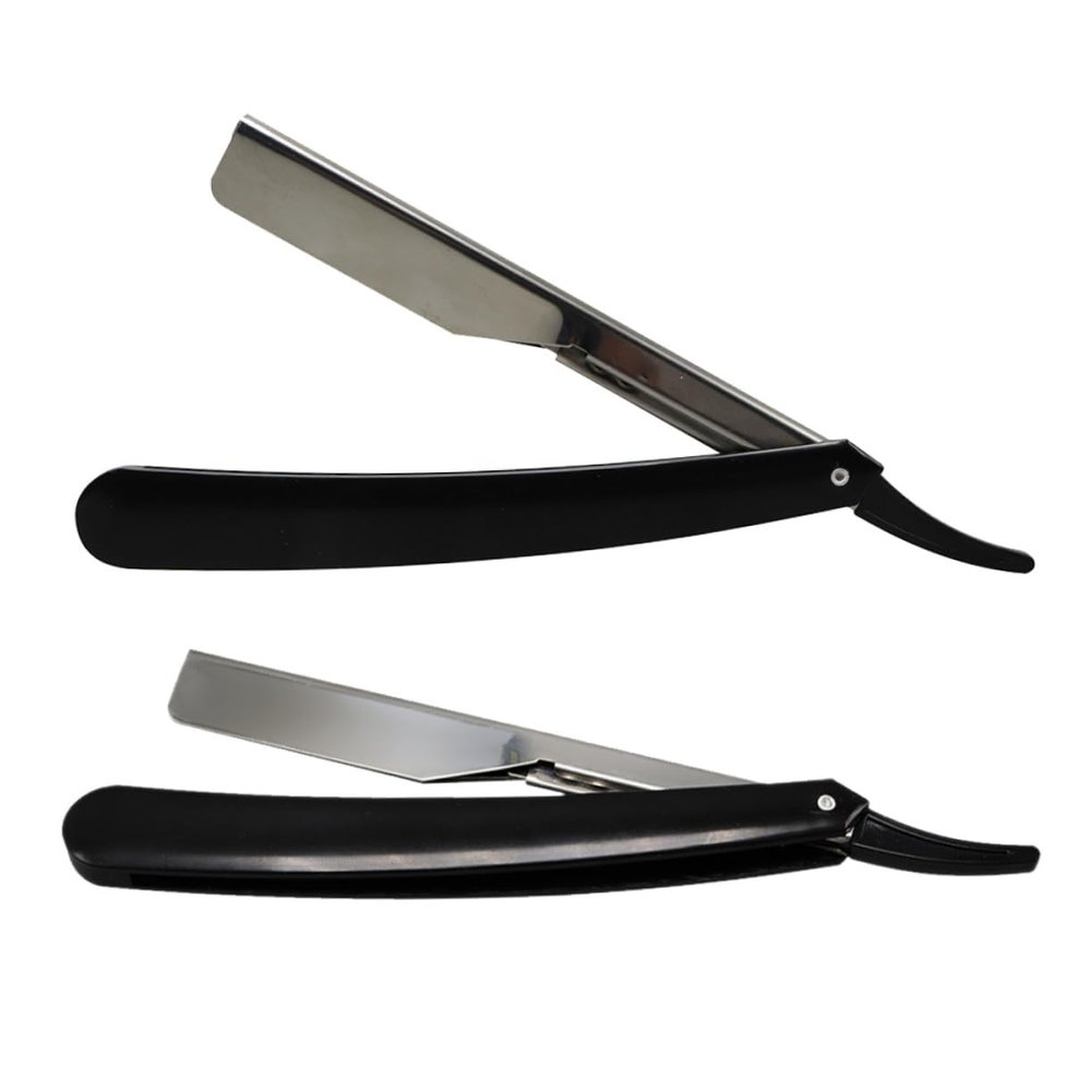 Beaupretty Manual Straight Shaving Razor for Men 2pcs Double Edge Beard Razor Set Grip Handle for Traditional Barber Shaving Sensitive Skin Friendly