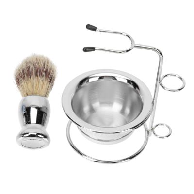 Beavorty 1set Men's Beard Brush Set Metal Stand Bubble Bowl Grooming Cleaning Tools for Shaving Easy to Clean Beard Care Kit