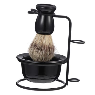 BESTYASH Men's Beard Grooming Kit 1 Set of Wear-resistant Shave Brush Convenient Shaving Bowl Metal Razor Stand for Professional Shaving