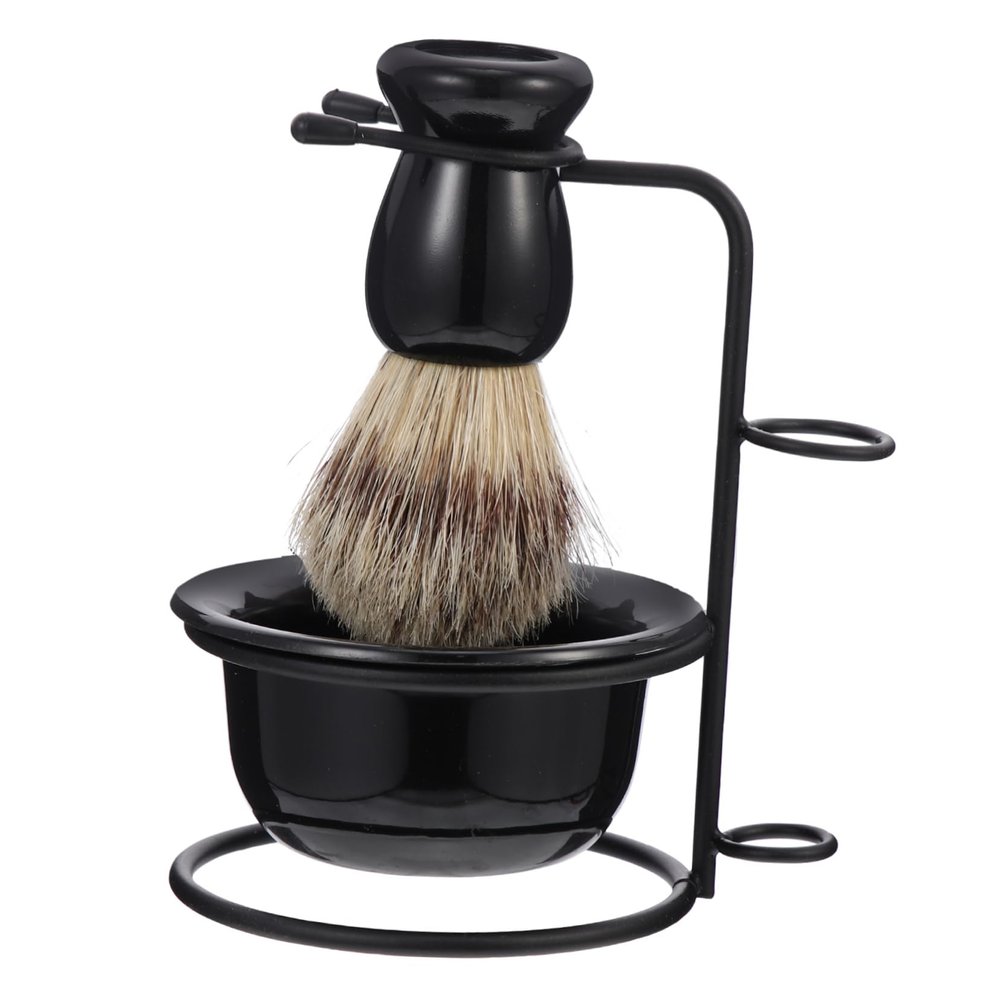 BESTYASH Men's Beard Grooming Kit 1 Set of Wear-resistant Shave Brush Convenient Shaving Bowl Metal Razor Stand for Professional Shaving