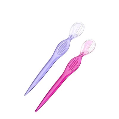 CTIRCHIU 3Pcs Portable Stainless Steel Eyebrow Razors Lightweight Trimmers for Precise Brow Shaping Non Slip Grip Beauty Makeup Tools for Women Transparent Blue