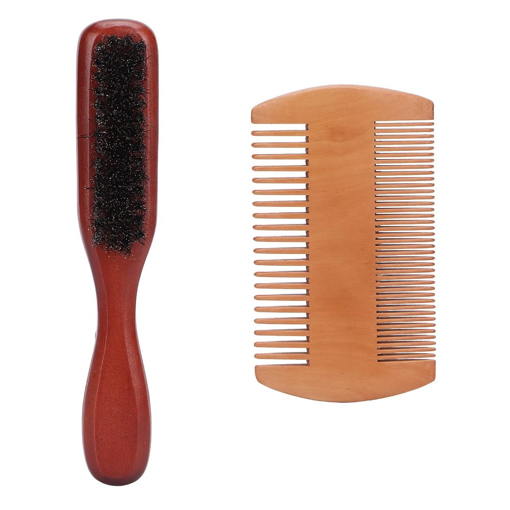 Beard Brush For Men, Soft Beard Comb Brush Set with Storage Bag For Mens Grooming